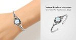 Moonstone Cuff Bangle Bracelet in 925 Silver