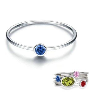 Mother Daughter Birthstone Stackable Rings Set