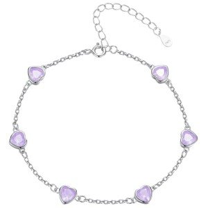 June Birthstone Heart Bracelet in Sterling Silver