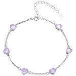 June Birthstone Heart Bracelet in Sterling Silver