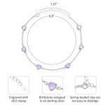 June Birthstone Heart Bracelet in Sterling Silver