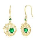 Dainty Emerald Tree of Life Silver Earrings