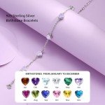 June Birthstone Heart Bracelet in Sterling Silver