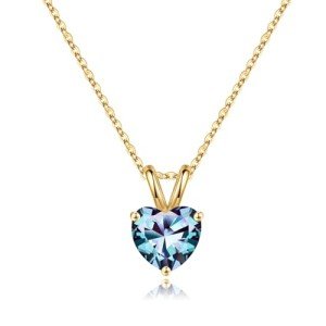 June Birthstone Necklace: Created Alexandrite Heart Charm