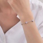 June Birthstone Heart Bracelet in Sterling Silver
