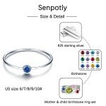 Mother Daughter Birthstone Stackable Rings Set