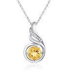 Citrine Birthstone Necklace in 925 Sterling Silver