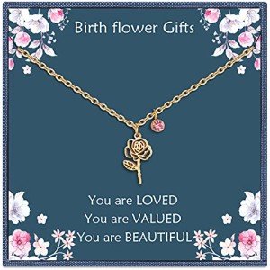 June Birth Flower Necklace in 14K Gold Plated