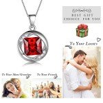 January Birthstone Garnet Pendant Necklace in Silver