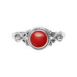 Coral Stone 925 Silver Ring for Women