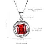 January Birthstone Garnet Pendant Necklace in Silver