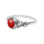 Coral Stone 925 Silver Ring for Women