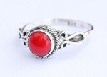 Coral Stone 925 Silver Ring for Women