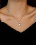 White Pearl Infinity Necklace with CZ Pendant