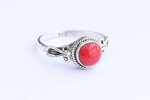 Coral Stone 925 Silver Ring for Women