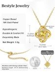 Gold Love Knot Birthstone Necklace with Yellow Topaz