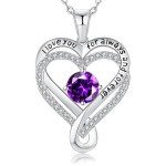 Sterling Silver Infinity Heart Birthstone Pendant Necklace