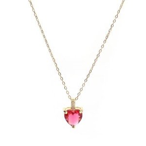 July Ruby Heart Necklace in 14K Gold Plated