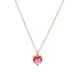 July Ruby Heart Necklace in 14K Gold Plated