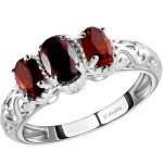 Sterling Silver Garnet Ring - Red Birthstone Jewelry