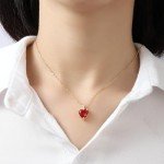 July Ruby Heart Necklace in 14K Gold Plated