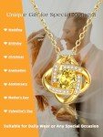 Gold Love Knot Birthstone Necklace with Yellow Topaz