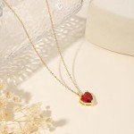 July Ruby Heart Necklace in 14K Gold Plated
