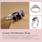 Sterling Silver Garnet Ring - Red Birthstone Jewelry
