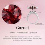 Sterling Silver Garnet Ring - Red Birthstone Jewelry
