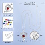 Sterling Silver Infinity Heart Birthstone Pendant Necklace