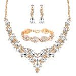 Bridal Gemstone Jewelry Set: Necklace, Bracelet, Earrings