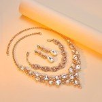 Bridal Gemstone Jewelry Set: Necklace, Bracelet, Earrings