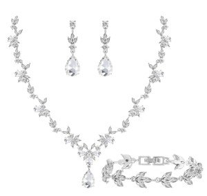 Elegant Floral Crystal Wedding Jewelry Set for Brides