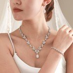 Elegant White Cubic Zirconia Wedding Jewelry Set