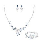 Elegant Blue Pearl and CZ Wedding Jewelry Set
