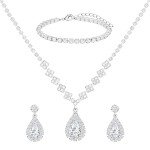 Elegant Silver Bridal Jewelry Set with CZ Crystals