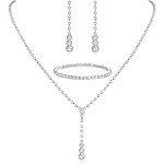 Silver Bridal Jewelry Set with Teardrop Earrings