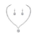 Silver and Gold Plated CZ Teardrop Jewelry Set