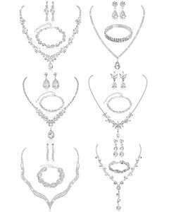 Elegant Silver Crystal Bridesmaid Jewelry Set - 6 Pieces