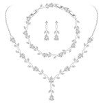 Bridal Jewelry Set: Necklace, Bracelet, Earrings