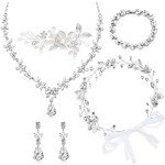 Elegant 5-Piece Rhinestone Bridal Jewelry Set