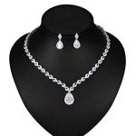Silver and Gold Plated CZ Teardrop Jewelry Set