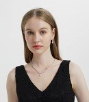 Rose Gold CZ Rhinestone Necklace and Earrings Set