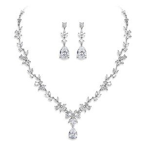 Floral Leaf Teardrop Jewelry Set for Weddings