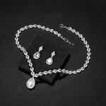 Silver and Gold Plated CZ Teardrop Jewelry Set