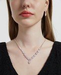 Rose Gold CZ Rhinestone Necklace and Earrings Set