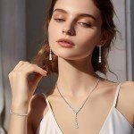 Silver Bridal Jewelry Set with Teardrop Earrings