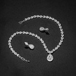 Silver and Gold Plated CZ Teardrop Jewelry Set