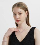Rose Gold CZ Rhinestone Necklace and Earrings Set
