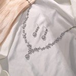 Floral Leaf Teardrop Jewelry Set for Weddings